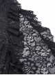 Black Sexy Lace Embossed Pattern With Slit Hem Design Gothic Style Slightly Transparent Sleeveless Dress