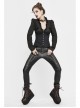 Striped Spliced Shirt Material Low Collar Button Hasp Black Punk Blouse