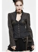 Striped Spliced Shirt Material Low Collar Button Hasp Black Punk Blouse
