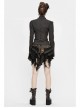Striped Spliced Shirt Material Low Collar Button Hasp Black Punk Blouse