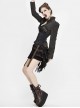 Striped Spliced Shirt Material Low Collar Button Hasp Black Punk Blouse