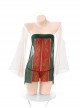 Classical Tang Dynasty Style Printed Sliced Tube Top Dress Wide Sleeves Exposed Buttocks Plus Size Sexy Lingerie Set