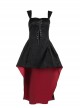 Asymmetric Sexy Lace Jacquard Fabric Chest Eyelet Lace Up Design Gothic Style Sleeveless Dress