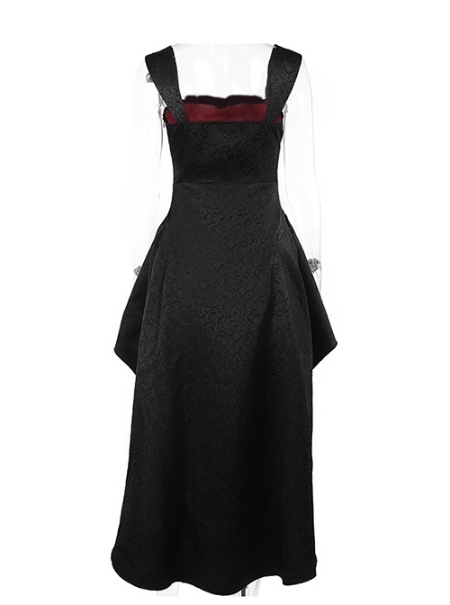 Asymmetric Sexy Lace Jacquard Fabric Chest Eyelet Lace Up Design Gothic Style Sleeveless Dress