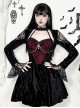 Sexy Red Lace Stitching Black Velvet Fabric Cuffs Lace Lace Decoration Gothic Style Long Sleeve Dress