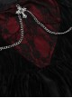 Sexy Red Lace Stitching Black Velvet Fabric Cuffs Lace Lace Decoration Gothic Style Long Sleeve Dress