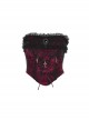 Retro Red Woven Front Center Exquisite Gem With Cross Decoration Punk Style Lace Versatile Corset