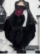 Retro Red Woven Front Center Exquisite Gem With Cross Decoration Punk Style Lace Versatile Corset