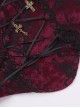 Retro Red Woven Front Center Exquisite Gem With Cross Decoration Punk Style Lace Versatile Corset