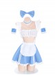 Blue White Sweet Ruffle Tube Top Slit Hem Backless Maid Outfit Plus Size Sexy Lingerie Set