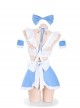Blue White Sweet Ruffle Tube Top Slit Hem Backless Maid Outfit Plus Size Sexy Lingerie Set