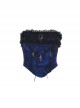Retro Blue Woven Front Center Exquisite Gem With Cross Decoration Punk Style Lace Versatile Corset