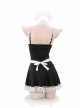 White Lace Low-Cut Black Slim Suspender Dress Cute Maid Outfit Plus Size Sexy Lingerie Set
