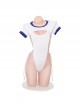 Side Waist Hollow Sports Style Exposed Buttocks Snap Button Open Crotch White Jumpsuit Plus Size Sexy Lingerie