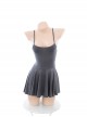 Cute Girly Gray Simple Low-Neck Tube High Waist Ultra-Thin Ice Silk Suspender Dress Plus Size Sexy Lingerie Set