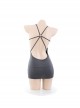 Low-cut Backless Gray See-Through Ice Silk Mini Hip Dress Plus Size Sexy Lingerie Set