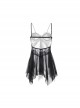 Black Lace Front Opening See-Through Tulle Hem With Underwire Suspender Nightdress Plus Size Sexy Lingerie Set