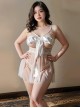 Bow Half-Exposed Chest Ribbon Wrapped Chest With Underwire Back Slit Hem Nightdress Open Crotch T-pants Plus Size Sexy Lingerie Set