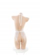 See-Through White Flower Vine Eyelash Lace Deep V Open Crotch Exposed Buttocks Jumpsuit Plus Size Sexy Lingerie