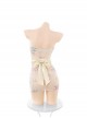 Japanese Style Tube Top Embroidery Print See-Through Mesh Yarn Kimono Bow Girdle Plus Size Sexy Lingerie Set