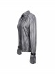 Silver Bright Pleated Pointed Collar Leather Loops Metal Buckles Cuff Punk Shirt