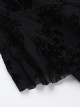 Temperament Black Embossed Flocking Fabric Asymmetrical Ruffle Stitching Decoration Gothic Style Slim Skirt