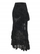 Temperament Black Embossed Flocking Fabric Asymmetrical Ruffle Stitching Decoration Gothic Style Slim Skirt