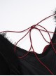 Black Elegant Velvet Chest Embroidery Raw Edge V-Neck Back Sexy Hollow Design Gothic Style Long Sleeve Slim Dress