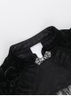 Sexy Black Lace Long Sleeves Spliced ​​Velvet Printed Fabric Shoulder Feather Decoration Gothic Style Blouse Top