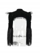 Sexy Black Lace Long Sleeves Spliced ​​Velvet Printed Fabric Shoulder Feather Decoration Gothic Style Blouse Top