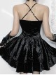 Black Sexy Velvet Embossed Chest With Exquisite Gems And Red Jacquard Fabric Decoration Gothic Style Suspender Slim Dress