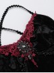 Black Sexy Velvet Embossed Chest With Exquisite Gems And Red Jacquard Fabric Decoration Gothic Style Suspender Slim Dress