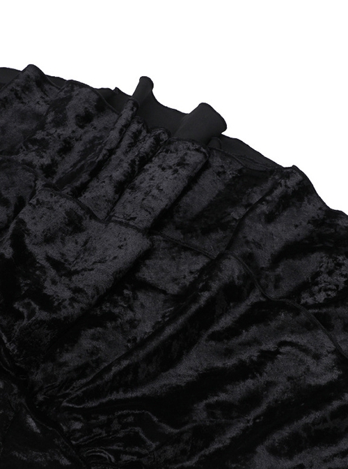 Black Sexy Velvet Embossed Chest With Exquisite Gems And Red Jacquard Fabric Decoration Gothic Style Suspender Slim Dress