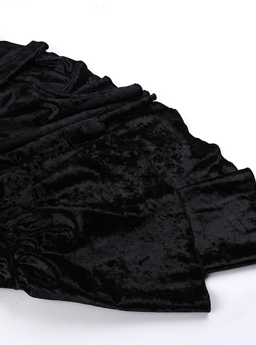 Black Sexy Velvet Embossed Chest With Exquisite Gems And Red Jacquard Fabric Decoration Gothic Style Suspender Slim Dress