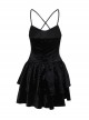 Black Sexy Velvet Embossed Chest With Exquisite Gems And Red Jacquard Fabric Decoration Gothic Style Suspender Slim Dress