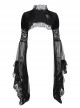 Black Sexy Velvet Plant Embossed Lace Gothic Style Trumpet Sleeve Blouse Top