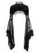 Black Sexy Velvet Plant Embossed Lace Gothic Style Trumpet Sleeve Blouse Top