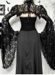 Temperament Black Slightly Transparent Lace Exaggerated Flared Long Sleeved Gothic Style Gorgeous Blouse Top