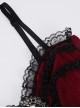 Burgundy Elegant Velvet Stitching Lace Lace Front Center Metal Chain Decoration Gothic Style Suspender Dress