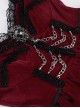 Burgundy Elegant Velvet Stitching Lace Lace Front Center Metal Chain Decoration Gothic Style Suspender Dress