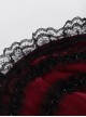 Burgundy Elegant Velvet Stitching Lace Lace Front Center Metal Chain Decoration Gothic Style Suspender Dress