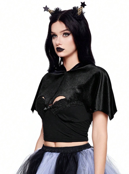 Halloween Personality Black Versatile Devil Punk Style Ladies Cape