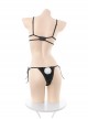 Black White Cute Second Dimension Short Plush Panda With Plush Ball Tail Three-Point Sexy Underwear Set