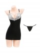 Nightclub Style Silver Chain Heart-Beating Silver Sequin Deep V Black Hip Dress Sexy Lingerie Set