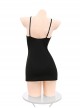 Nightclub Style Silver Chain Heart-Beating Silver Sequin Deep V Black Hip Dress Sexy Lingerie Set