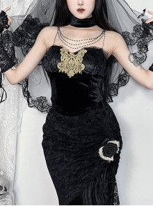 Black Sexy All Match Beaded Suspenders With Lace Trim Punk Style Sleeveless Top