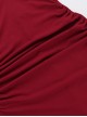 Sexy Slim Fit Simple Red Front Chest Deep V Neck Metal Ring Strap Decoration Gothic Style Short Sleeved Dress