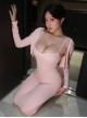 Gentle Wife Low-cut Home Clothes Medium Length Suspenders Hip Dress Short Outerwear Sexy Lingerie Set