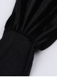 One-Shoulder Black Velvet Stitching Lace Cuffs Front Center Cross Straps Decorated Gothic Style Trumpet Sleeve Dress
