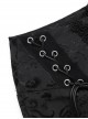 Black Embossed Chinese Style Fishtail Side Eyelet Lace Up Decoration Gothic Style Skirt